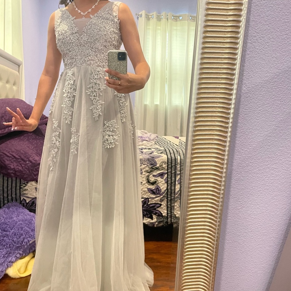 Silver bridesmaid dress